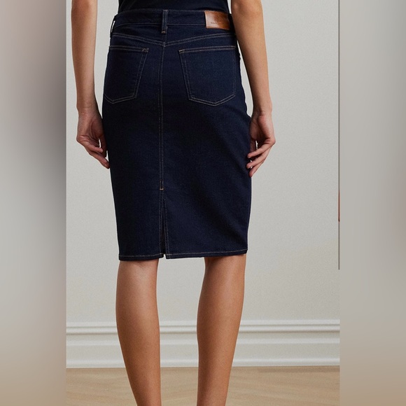 Lauren RL - Dark Blue Denim Pencil Skirt - Picture 4 of 6